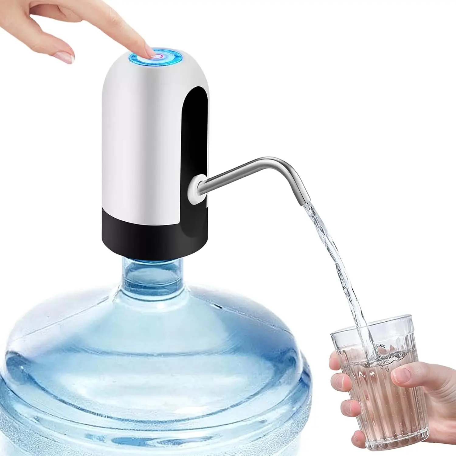 USB Rechargeable Automatic Water Dispenser Pump for 5Gal Water Bottles, Portable Electric Suction Device, Lightweight Compact for Home, Office, Outdoor Use