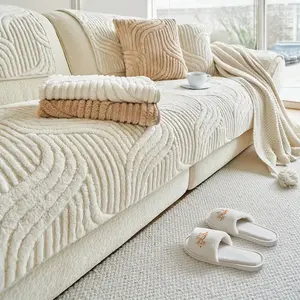 Raybee 1 Count Jacquard Solid Color Sofa Cover for 1-4 Seat, Anti-Slip & Anti-Scratch Bench Couch Cover, Ultra-Soft Sofa Towel Protector, Dust Prooof Sofa Mat, Machina Washable, Living Room Decor Improvement for Hotel, Dormitory, Gifts