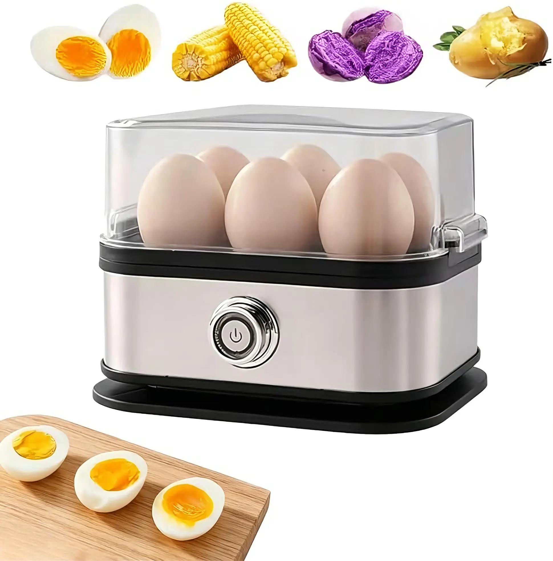 Egg Cooker Electric 6 Eggs Capacity, Soft, Medium, Hard Boiled, Poacher, Omelet Maker Egg Poacher With Auto Shut-Off
