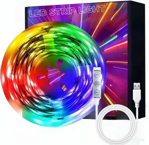 LED Light Strip 6.6FT/16.4FT/50FT, 3-Key Remote Control 5V USB LED With Flexible Strip DiodeStrip, Night Light/TV Backlight Lights With Timing RGB Color Changing, LED Strip Lights ForBedroom, Holiday Decoration, Lights Gifts Home Room Decor Wall Decor