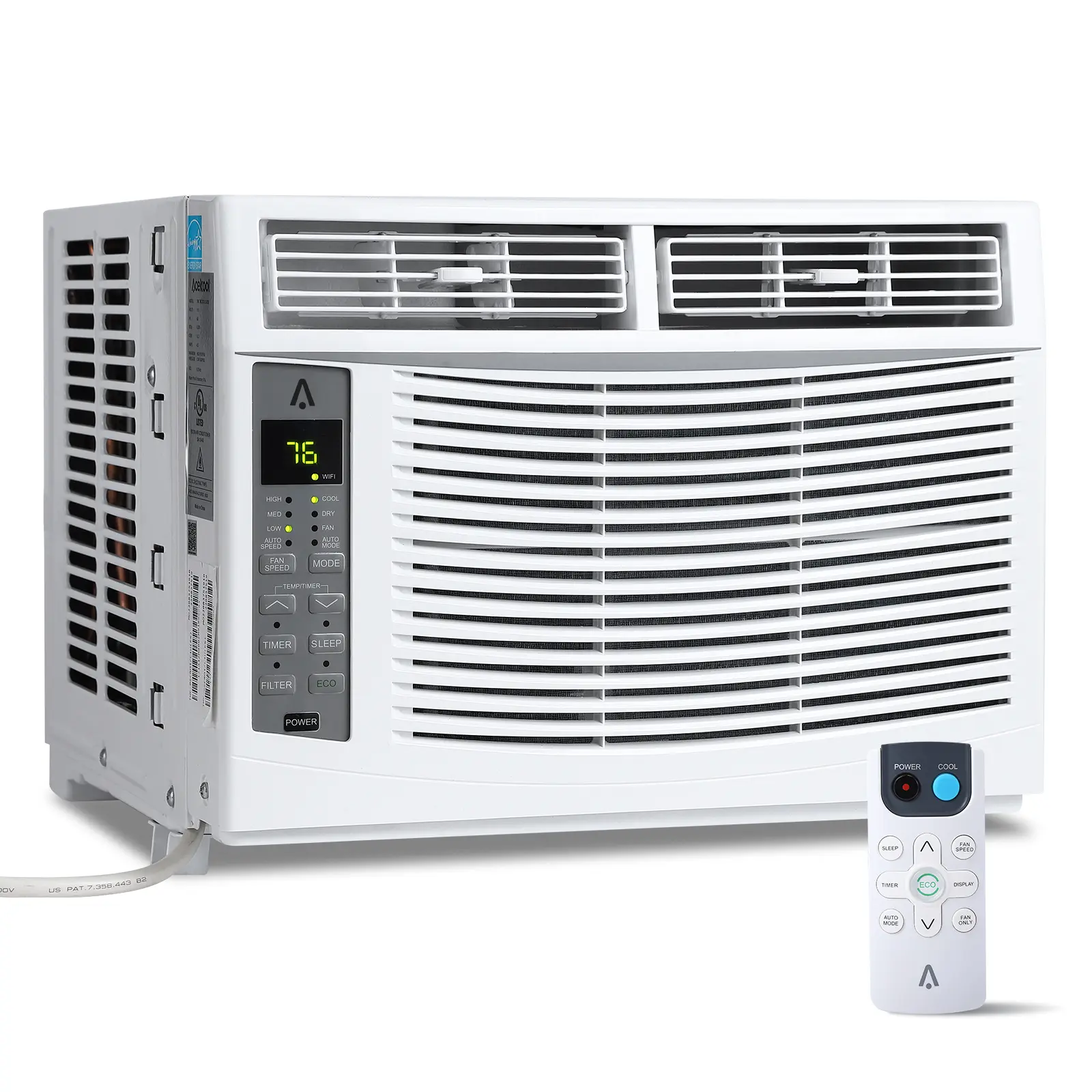 White 6000BTU Window-Type Smart Air Conditioner - Efficient Cooling Powerful 6000 BTU Capacity, Remote/Smartphone App Control, Energy Saver, Quiet Operation, Dehumidifier, Cools Up to 250 Sq Ft, Easy Install for Bedrooms, Enhance Relaxation