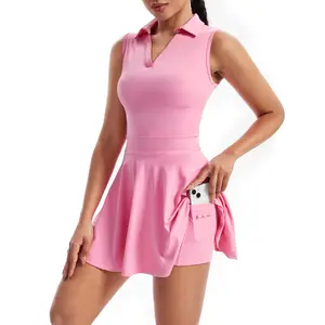 Golf Tennis Dress Workout Athletic Dresses for Women GymActive Exercise Sports Mini Sleeveless Collared with PocketsShorts Underneath Cute Trendy Clothes 2 Piece Sets Outfits  Casual Summer