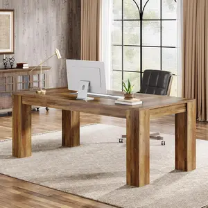 LITTLE TREE  63-Inch Executive Desk, Large Office Computer Desk, Simple Workstation Writing Table Study Table for Home Office