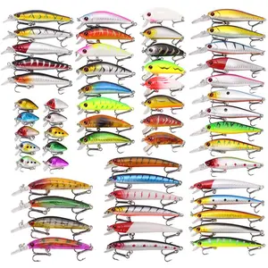 56pcs Top Water Baits For Bass Fishing Lures Kit Tackle Bait Crankbait Swimbaits Jerkbaits Minnow Hard Baits Trout Pike Musky Walleye Perch Treble Hook Freshwater Saltwater