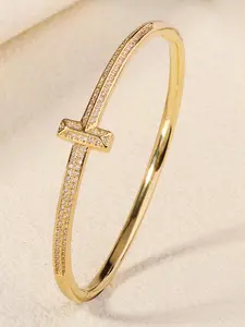 Fashionable Cross Design Bracelet, Elegant Jewelry for Women for Party, Daily Clothing Decor, Trendy All-match & Exquisite Jewelry for Birthday Gift, Elegant Minimalist Bangle