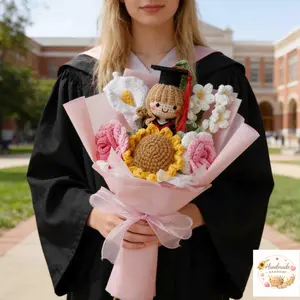 Crochet Graduation Bouquet with Custom Doll Class of 2026 Gift for Son Personalized Handmade Bouquet with Doll for Graduation Celebrations
