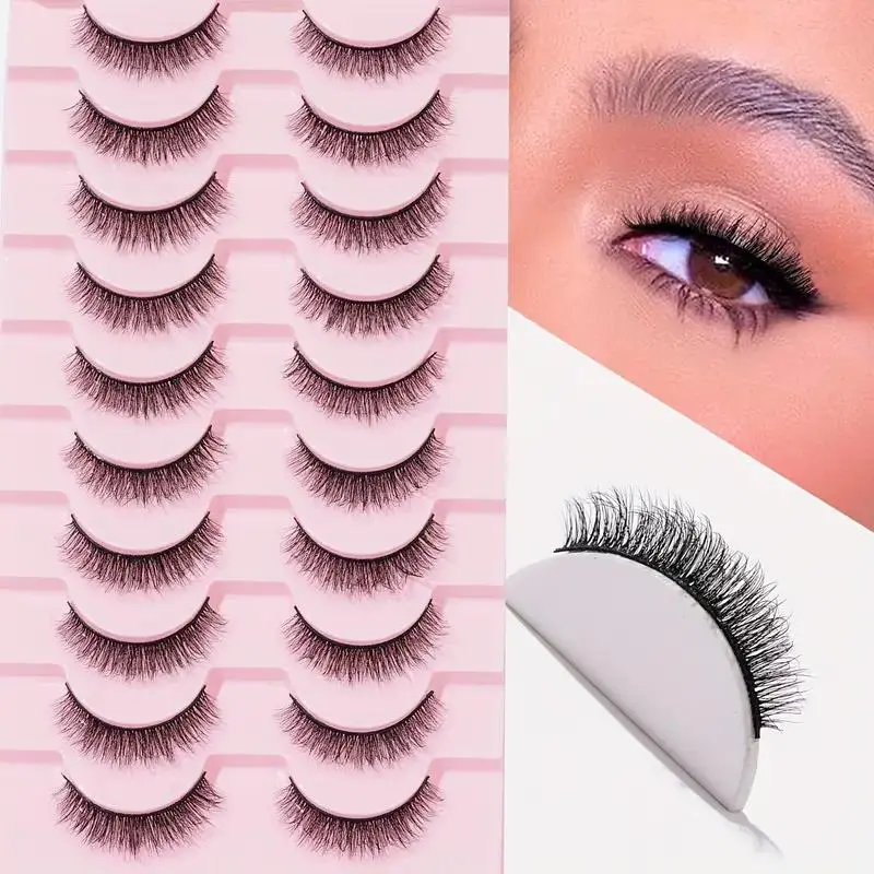 Natural False Eyelashes, Wispy Faux Cluster Lashes, Natural Curling Eye Makeup Strip Lashes, Volumized False Eyelashes, DIY Volume Eyelashes for Women and Girls, Cosmetic, Curly Lashes, High Quality Eyelashes, Wispy Eyelash Clusters