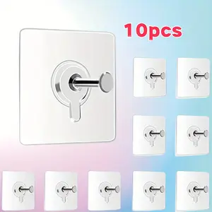 10 self-adhesive wall hooks, with a load capacity of 13 pounds, allowing for hanging pictures and other items without the need for nails, Wall Mounted Hook