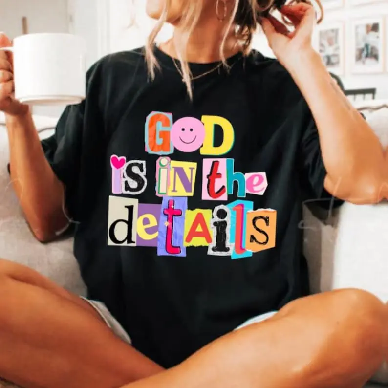 God Lover Shirt, God is In the Details Christian Believer Tee,Preppy Boho Christian Tshirt, Scripture Bible Verse Faith Shirt