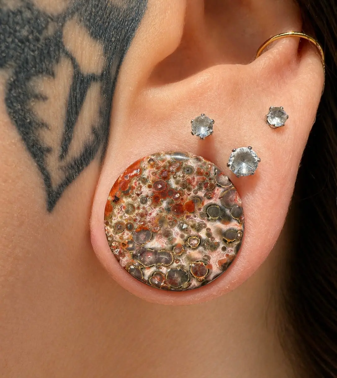 Leopard Jasper Double Flare Stone for Gauged Ears