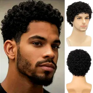 Male Fashion Synthetic Full Machine Wig - Fluffy Short Hair, Mechanized Chemical Fiber Wig Cap