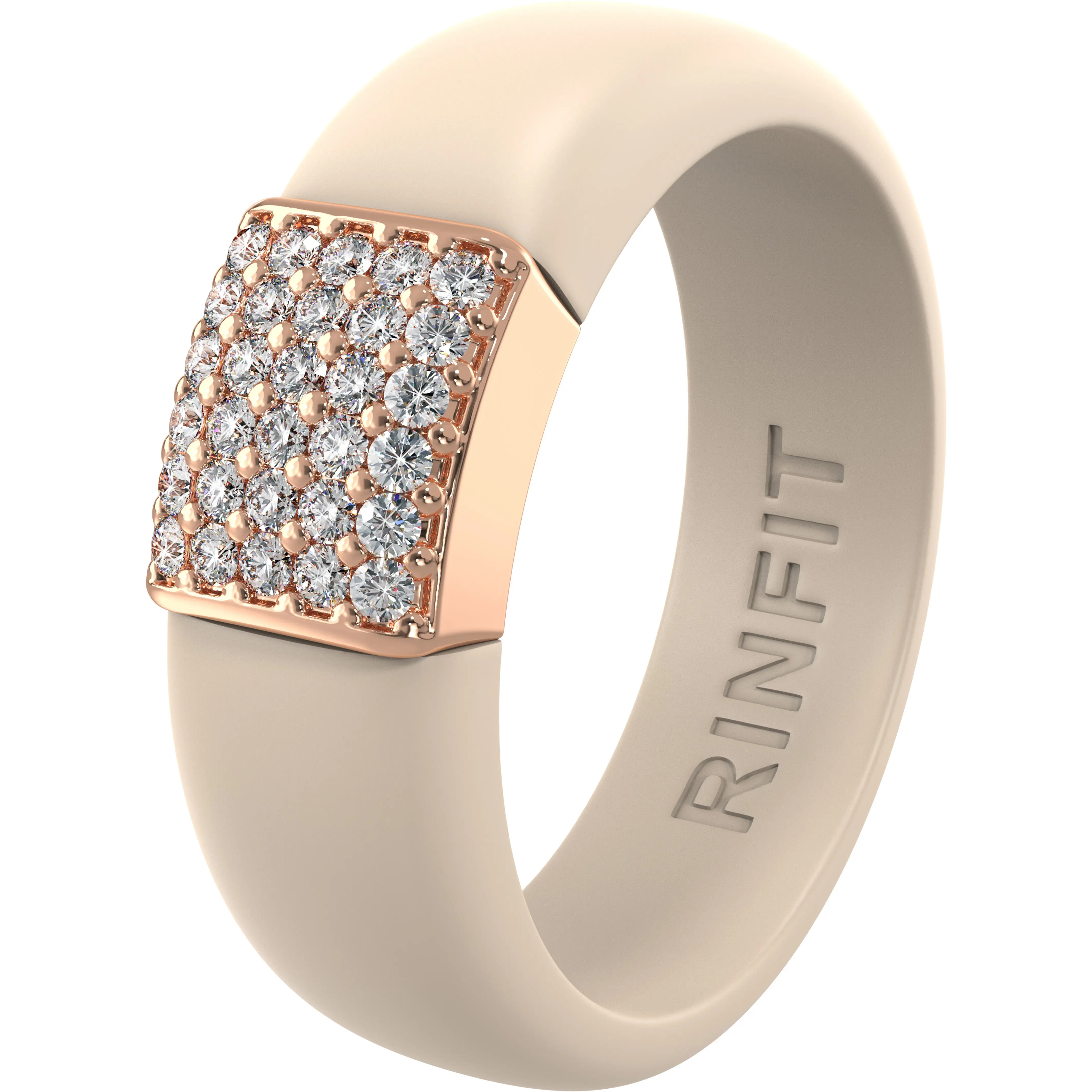 Women's Silicone Ring with Metal and CZ Stones