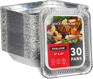 (30 Pack) Disposable Aluminum Pans 9x13 Shallow, Heavy Duty 1.75