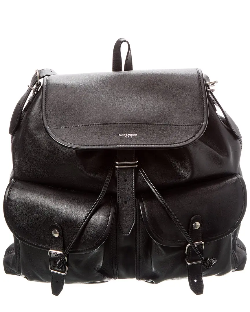 Saint Laurent Logo Leather Backpack