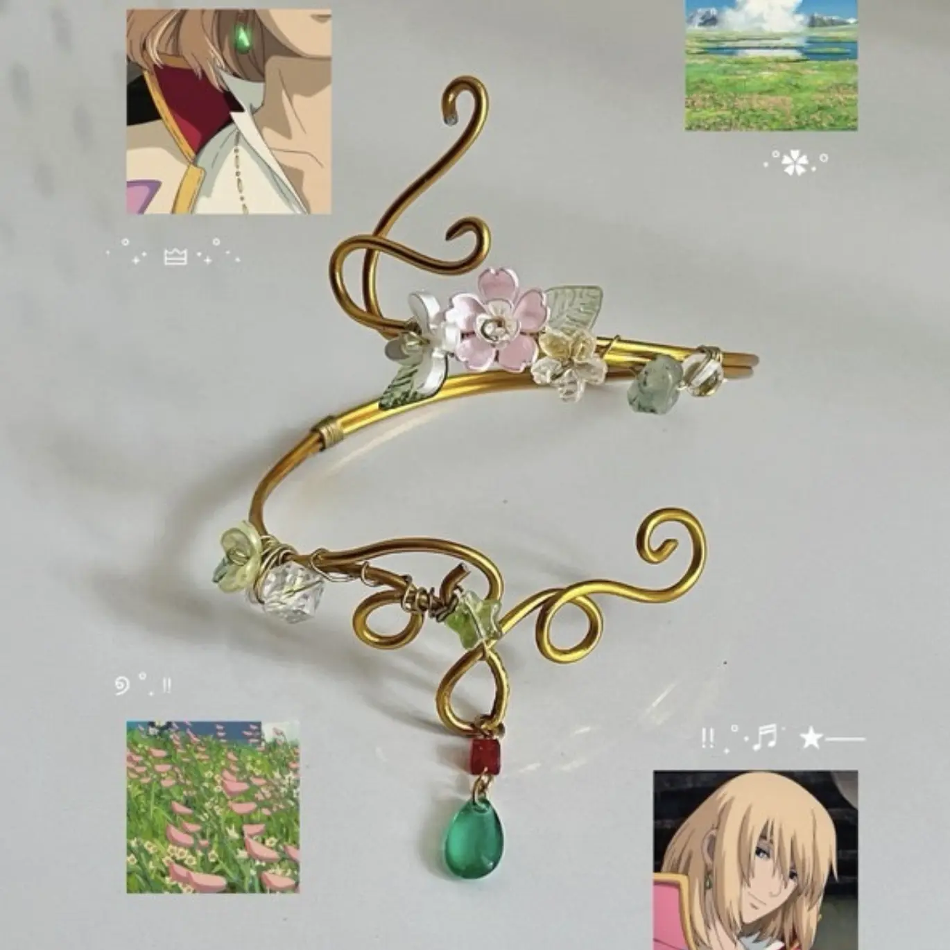 Howl’s Moving Castle Inspired Arm Cuff Handmade Fairy Floral Jewelry Howl Aesthetic Fairycore Arm Jewelry