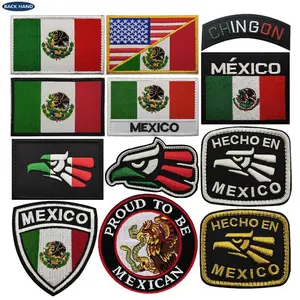 MexicanBirdPatternGoldThreadEmbroideryPatchMagicTapeArmbandNationalEmblemBackpackPatch