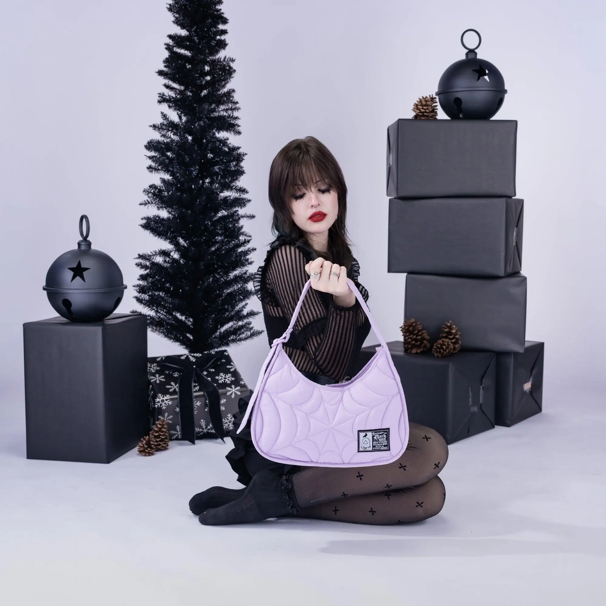 All Lilac Puff Spiderweb Shoulder Bag