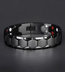 Magnetic Bracelet for Men and Women- Double Row Football Shape Titanium Steel |  Energy & Balance Unisex Wellness & Style Bangle