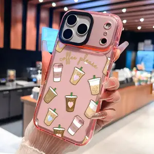 Phone case for iPhone 17 16 Pro Max 15 Plus 14 13 12 11 17Air Coffee Delight Pattern Non-Yellowing Silicone Transparent Drop Protective Cover iPhone case