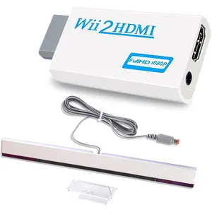 2 in 1 Accessories Bundle Kits for Wii, Wired Infrared Ray Sensor Bar and Wii to hdmi Converter Compatible with Nintendo Wii