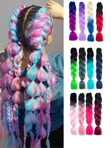 3pcs 24 Inches DIY Jumbo Braiding Hair, Synthetic Hair Extensions, Afro Ombre Crochet Braid, Tanglefree, Durable, Precurled, for Women