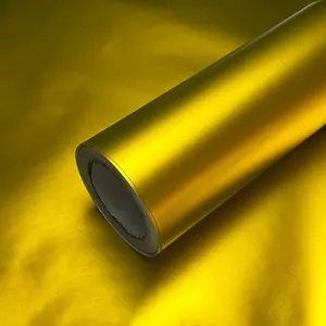 Premium Matte Satin Metallic Gold Vinyl Wrap Film Car Sticker Decal With Air Release Self Adhesive
