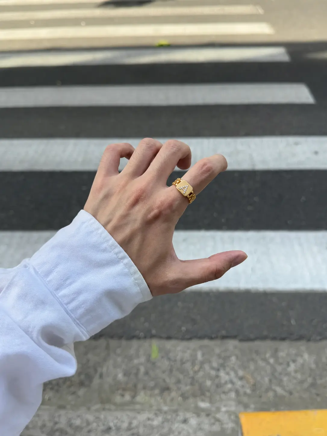 Initial Ring Adjustable Gold Plated Letter Ring