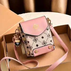 Maxoner Women's Korean Chic Graphic Print Mini Phone Crossbody Bag - Adjustable Shoulder Purse, Large Capacity with Magnetic Closure, for Phones/Keys, Casual Wear, Local Delivery, Crossbody Bags For Women