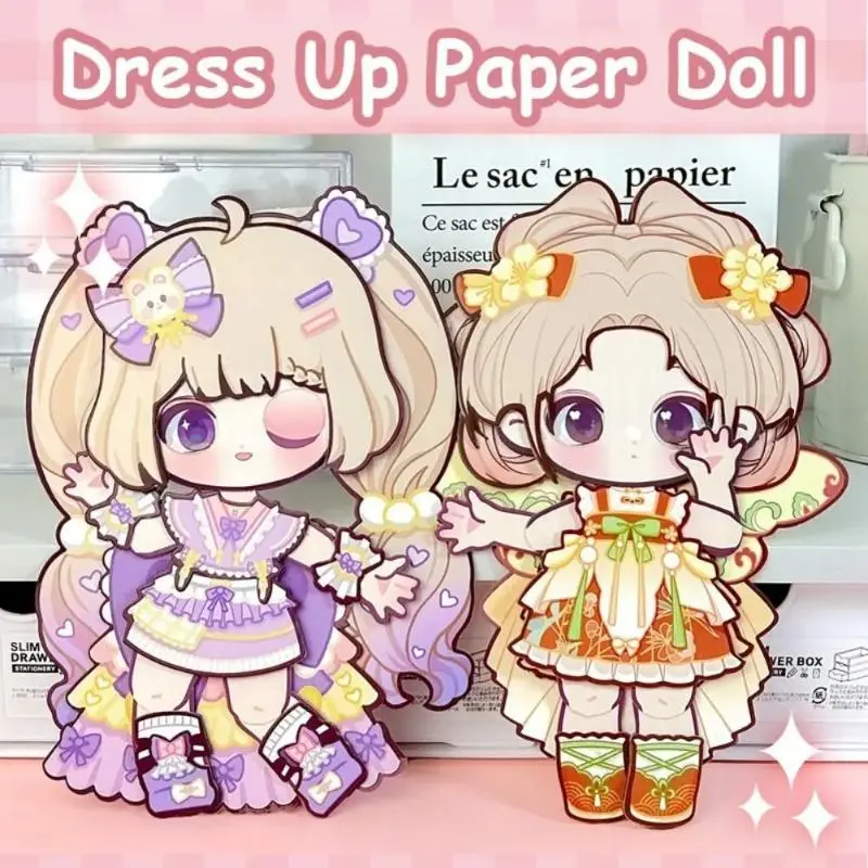 Reusable Kawaii Anime Dress-Up Paper Doll Kit with Outfits - Multi-Sensory DIY Quiet Book, Educational Arts & Crafts Toy for Girls, Ideal for DIY Craft, Learning, Crafting Fun, Creative Play