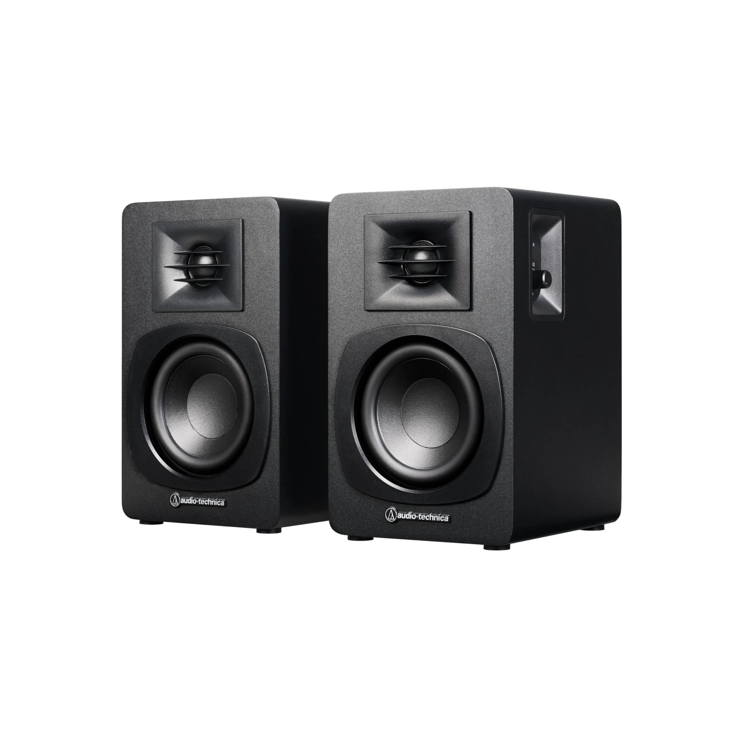 Audio-Technica AT-SP3X Compact Bookshelf Speakers Plug-in Set - Wired Cable, Bluetooth Wireless Connection, Volume Control Button, AC Adapter with International Plug Adapters, Multi-Device Compatibility, LED Light