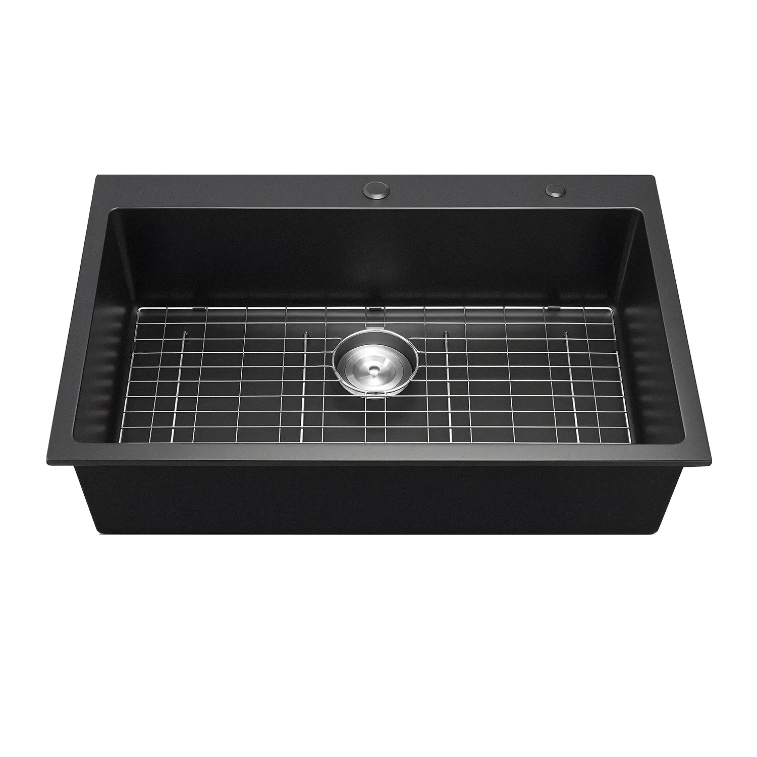【Summerfinds】VEVOR 33x22x9 in Resin Granite Blend Top Mount Built-In Single Bowl Kitchen Sink Workstation, Drop-In Farmhouse Basin with Grid & Multiple Accessories, Scratchproof, Spill-Reducing, Easy-Cleaning for RV Prep Kitchen (Black)