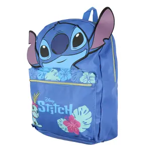 Disney Lilo and Stitch Backpack 3D Ears Tropical Accents 16" Faux Leather Bag