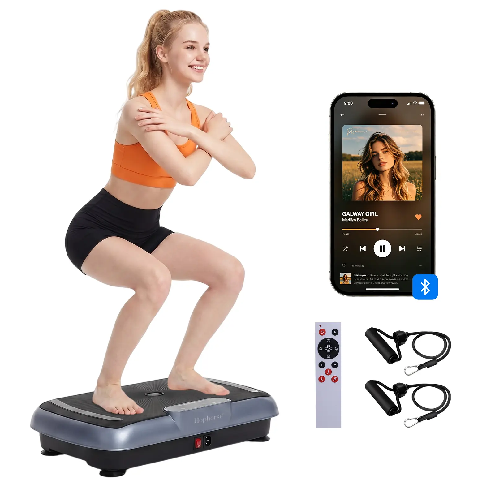 HopHorse High Quality 400 lbs Capacity Vibration Plate Exercise Machine 180 Adjustable Speeds Whole Body Vibrating Plate Workout for Women and Men for Strength Toning Muscle Activation