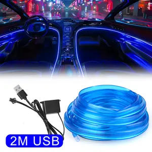 2-meter car ambient light with EL cool light, USB driver (blue)
