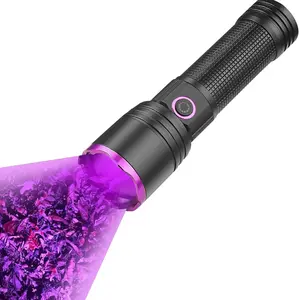 High-Powered 365nm UV Flashlight LED USB Rechargeable Black Light for Pet Urine Detection Resin Curing Rock Hunting Traveling AC Leaks Uranium Glass Bed Bugs
