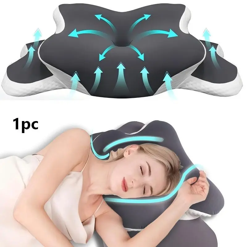 Butterfly Orthopedic Memory Foam Pillow, Cervical Support Sleep Aid, Slow Rebound Zone Support, Ergonomic Neck Pillow, Travel & Home Use, Travel Neck Cushion