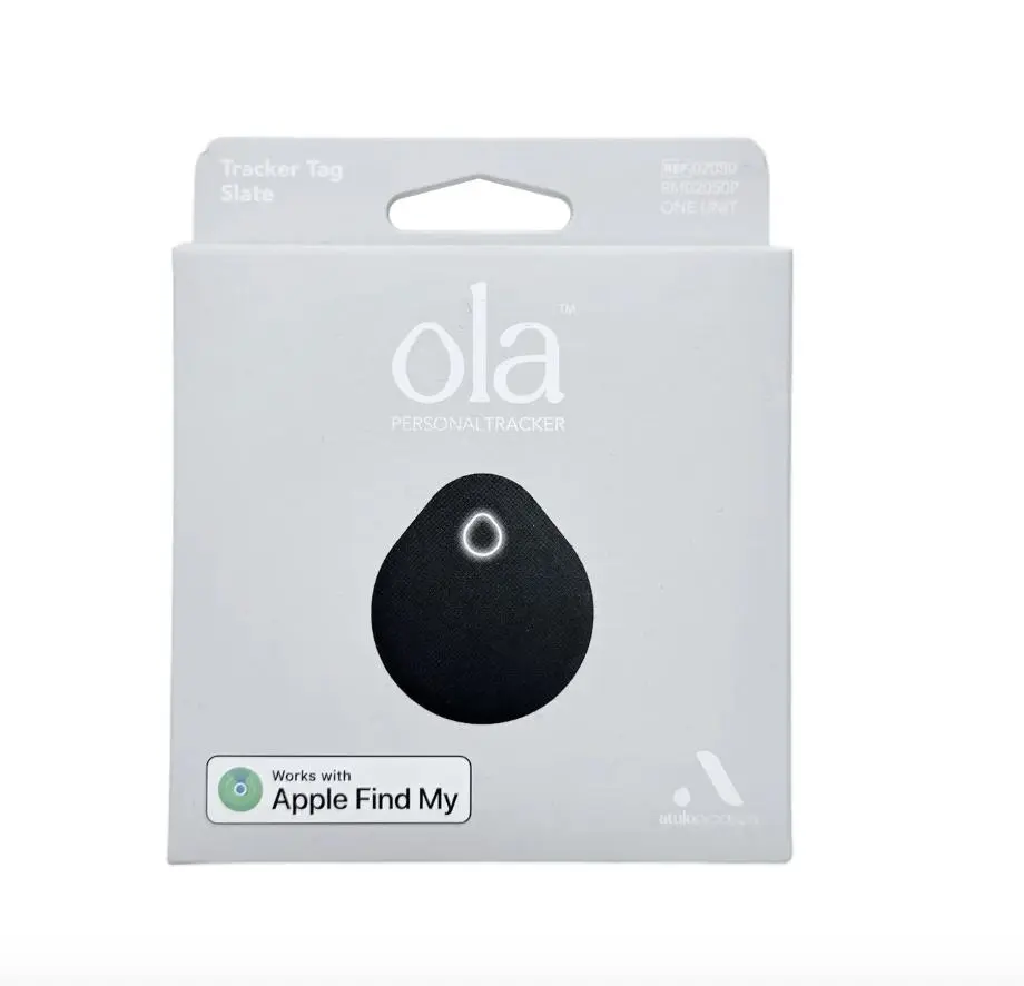 Ola Personal Tracker + Collar Case - Slate Color, Compatible with Apple Find My, Sleek Design, Durable