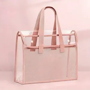 Large Capacity Transparent PP Document Bag - Multi-compartment design, suitable for tablets, A4 papers, and stationery - Durable portable file box, visible content design