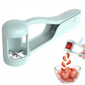 Safe Toddler Fruit Slicer Food Grade Stainless Steel Grape & Blueberry Cutter Multi Function Kitchen Tool for Salads Cake Decorating One Handed Operation Easy Clean outdoorfun