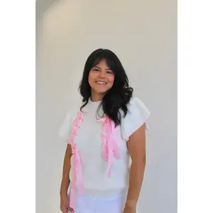 Just a Girl Weaved Ribbon Ruffle Top