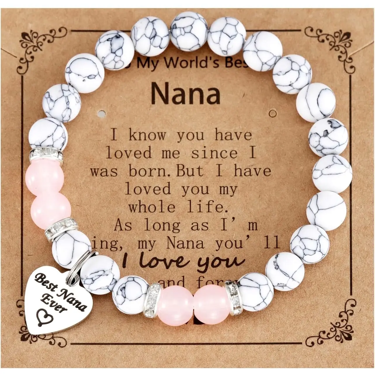 Gift for Nana from Grandson Grandkids Bride Grandmother Worlds Best Nana Ever Bracelet