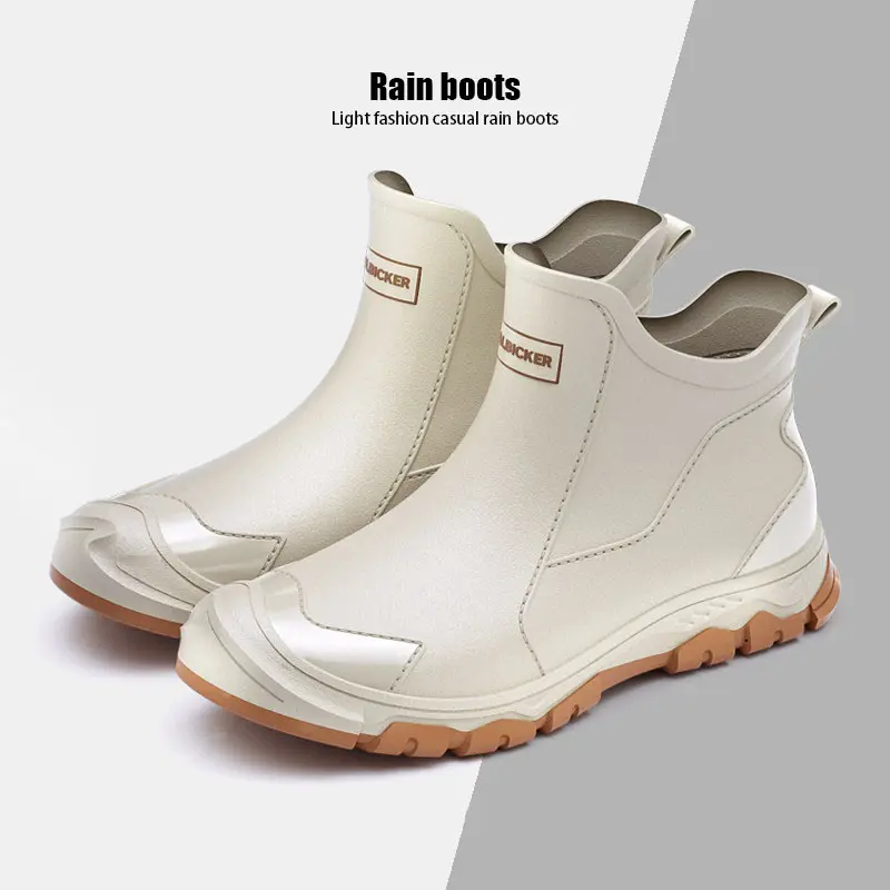 Women's Solid Color Rain Boots Work shoes，Waterproof Round Toe With Slip-Resistant Outsole For
