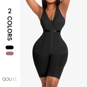 QOU Women's Colombian Faja Shapewear Bodysuit - Minimizing, Belly-Hiding, Waist-Cinching, Fitted, Tummy Control, Waist Trainer, Butt Lifter, Built-In Bra, Zipper Crotch, Everyday Wear Fit Fabric, Minimizing Shapewear Bodysuit, Belly-Hiding Shapewear Bodys