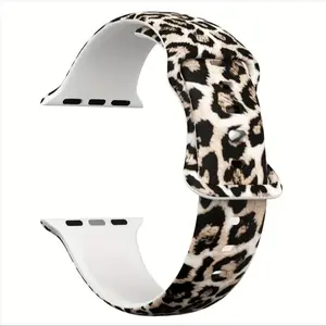 Leopard-print Pattern Watch Band (Band Only), 1 Count Silicone Watch Band for Women & Girls, Watch Band Compatible with iWatch Series 8 7 6 5 4 3 2 1 SE, Smartwatch Strap, Smart Watch Straps