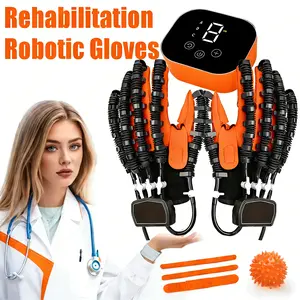 New Upgraded Rehabilitation Robot Glove, Rehabilitation Robotic Hand Glove, Hand Exoskeleton Robot Glove with Intensity Adjustment Function, Hand Function Assistive Training, Five-Finger Electric Massage Glove for Elderly (Orange)