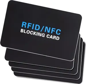 RFID Blocking Card 5 Pack, Bank Debit Credit Card Protector, Anti-Theft Contactless NFC Blocker, Entire Wallet Protection