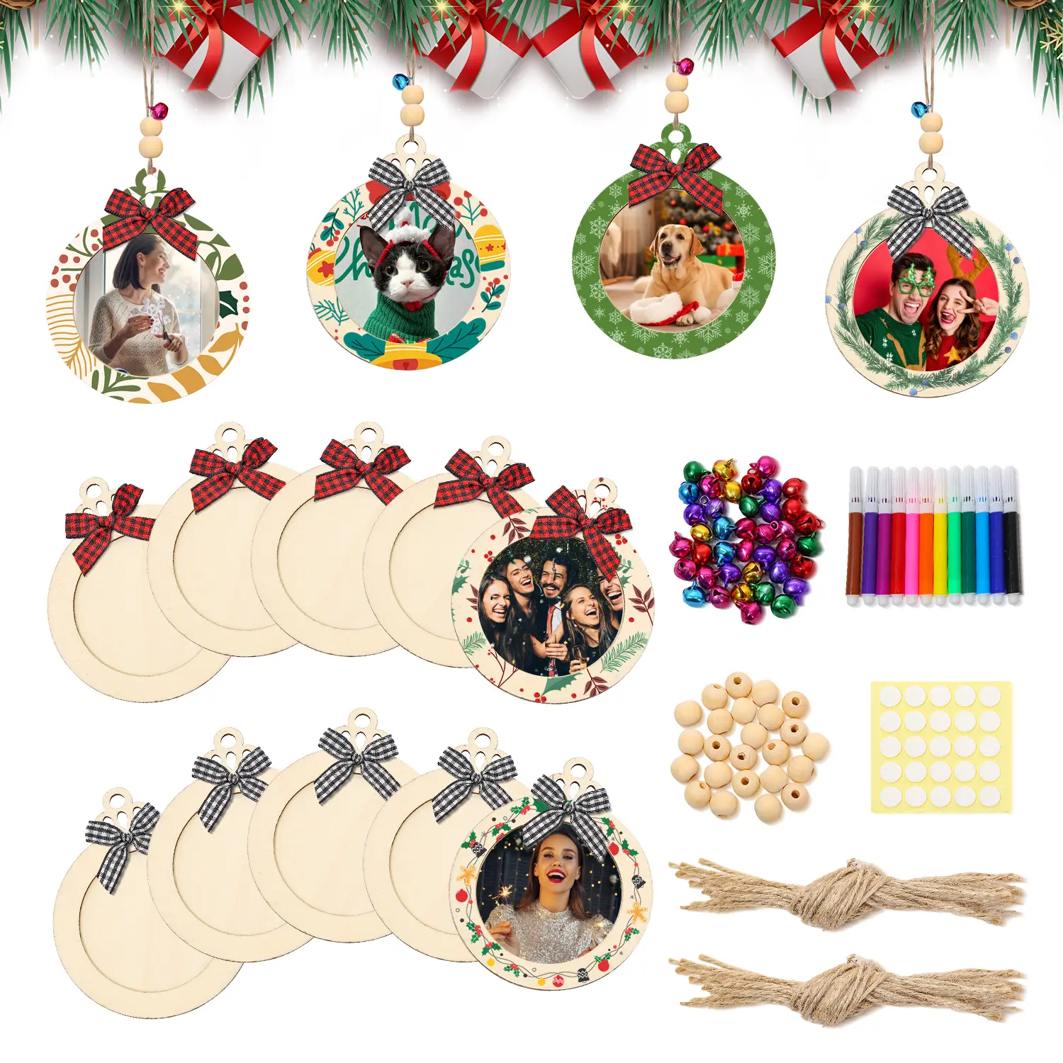 24 Sets Wooden Christmas Hanging Ornaments,for Christmas Tree Decorations Painting christmas decorations tacky christmas christmas tree christmas decorations 2025 warm decor 2022