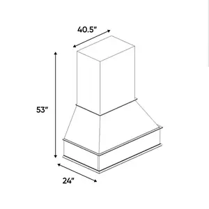RTA - Slim Shaker White - Chimney Hood - 40.5"W x 53"H x 24"D - SSW-CH42