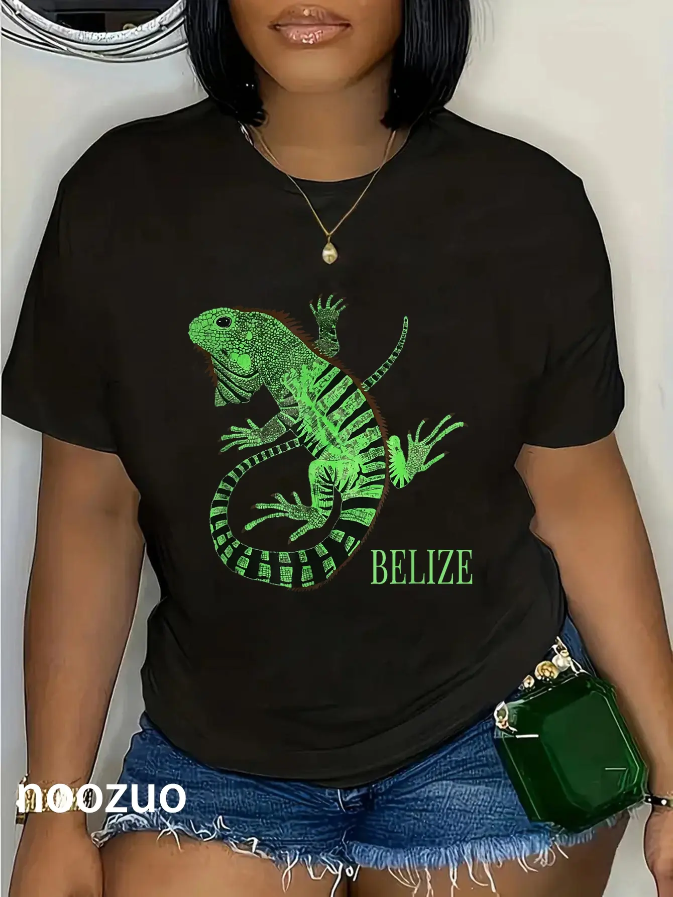 Belize Graphic Print T-Shirt for Women, Vintage Distressed Streetwear Style, 100% Cotton Round Neck Short Sleeve Beach Souvenir, Tshirt, Wide Range Of Sizes, Lady, Tops, Shortsleeve, Casual, Distressed Look, Everyday, Colorful Style