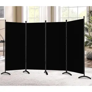 Folding Privacy Screens 6 ft Partition Room Divider Wall for Separation Home Office Classroom Studio Black 4 Panel